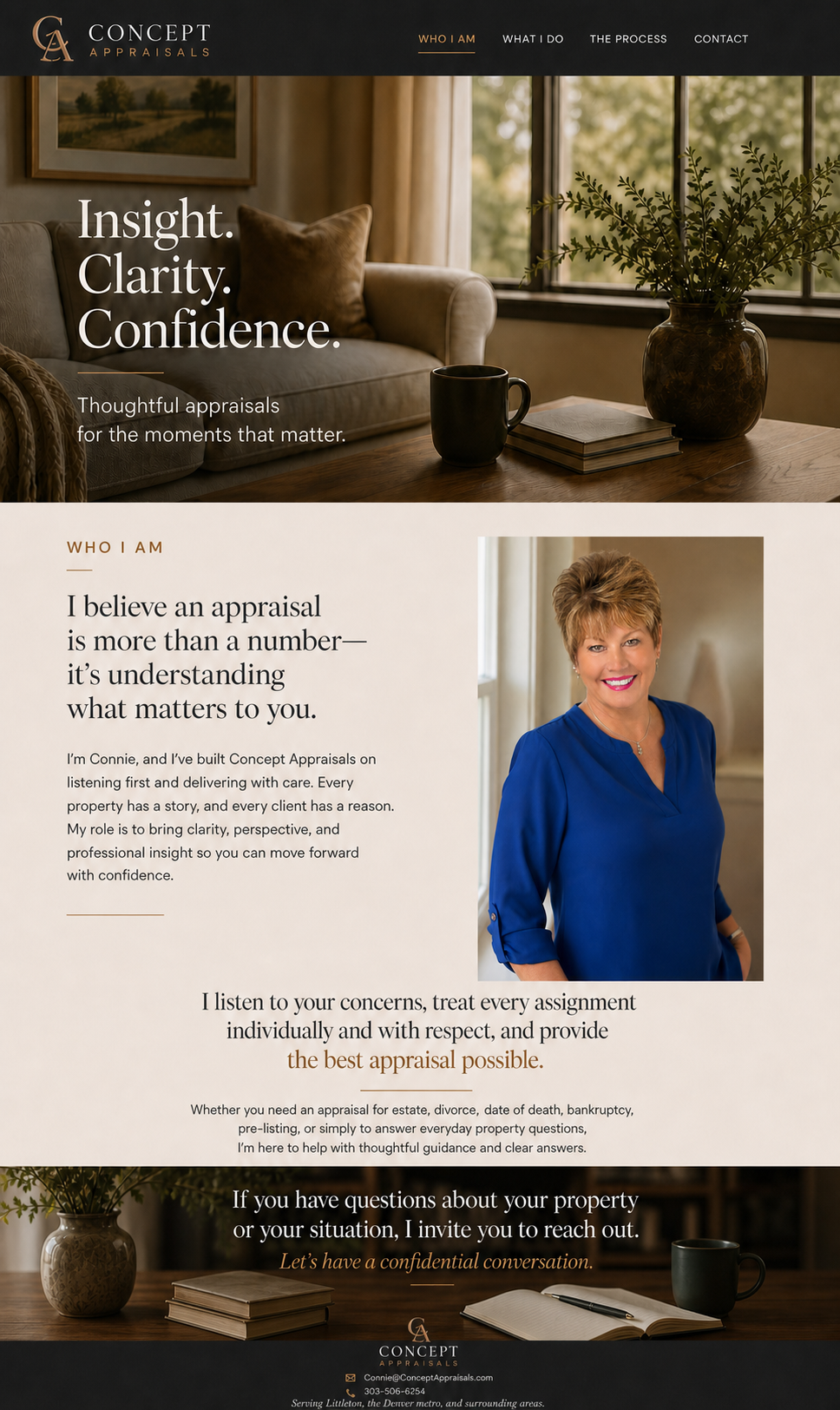 Connie of Concept Appraisal Services in a warm editorial portrait